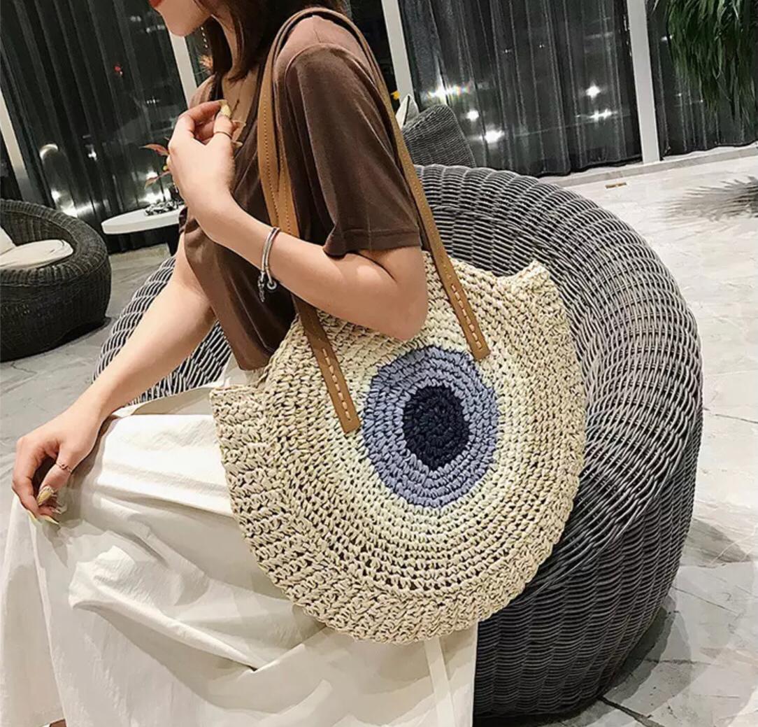 Circle Straw Shoulder RJ Bag - ROJOO SHOP