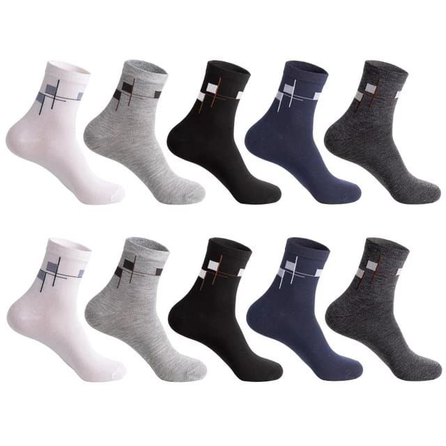 6 Pairs Classic Cotton High Neck Socks - ROJOO SHOP